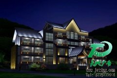 夜晚完美城市的标志性工程楼宇亮化